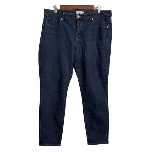 LOFT Denim - Made And Loved LOFT Women's Dark Wash Mid Rise Slim Pockets Skinny Jeans Size 16